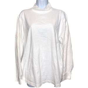 Lands End Womens White Mock Neck Long Sleeve T Shirt Sz 2X 20W-22W Layering Base